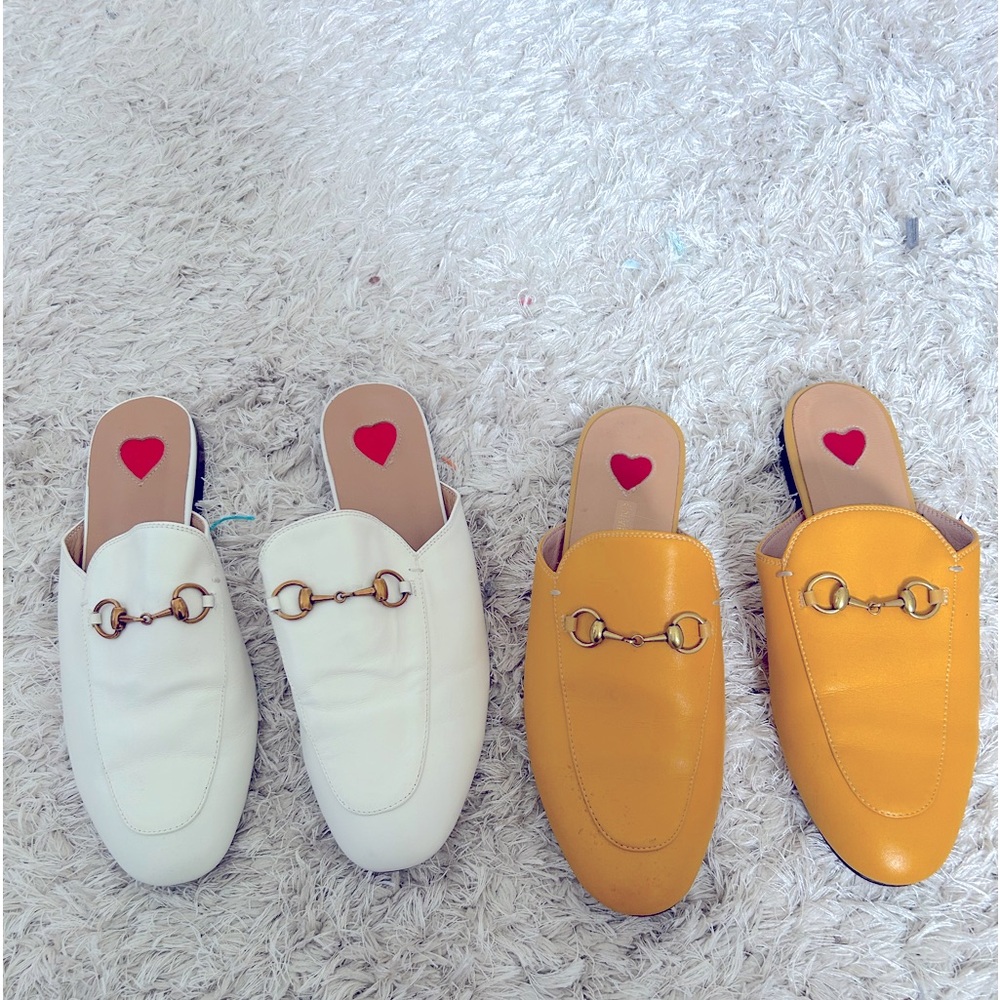 Two pair of leather mules